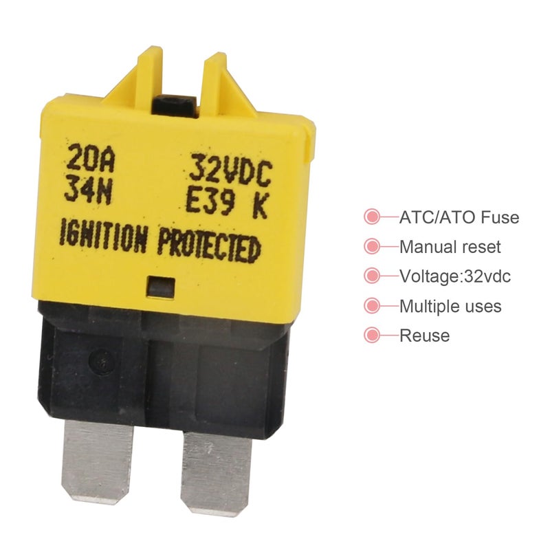 T Tocas E39 Manual Low-Profile Resettable ATC/ATO Blade Fuse - 5A 10A 15A 20A 25A 30A for Car Trucks Marine Boat RV Solar and More 12V 24V (6PCS Mixed) - Image 5